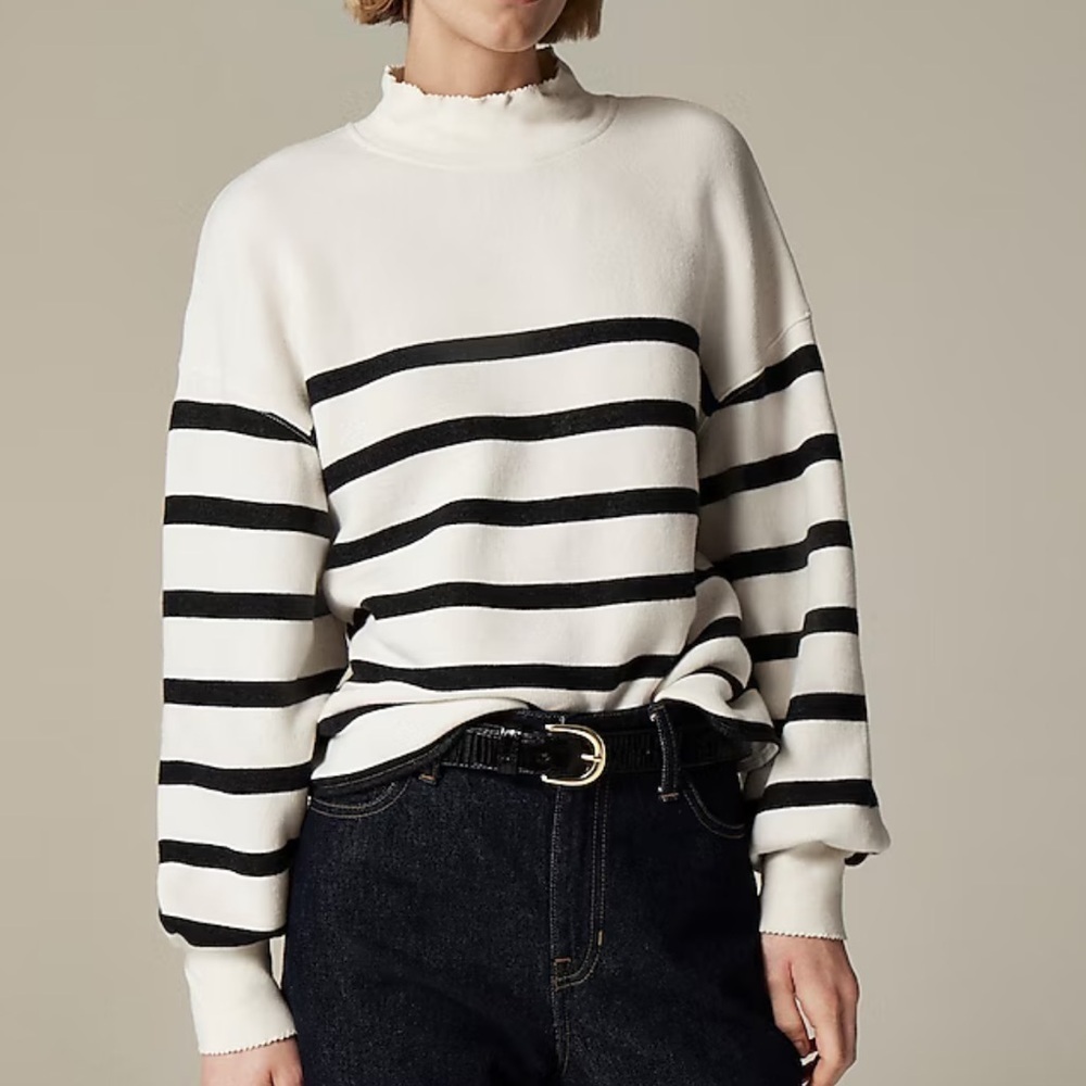 J crew Heritage terry mockneck sweatshirt in stripe